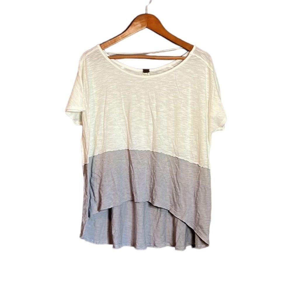 Free people we the free off white and grey color block tee